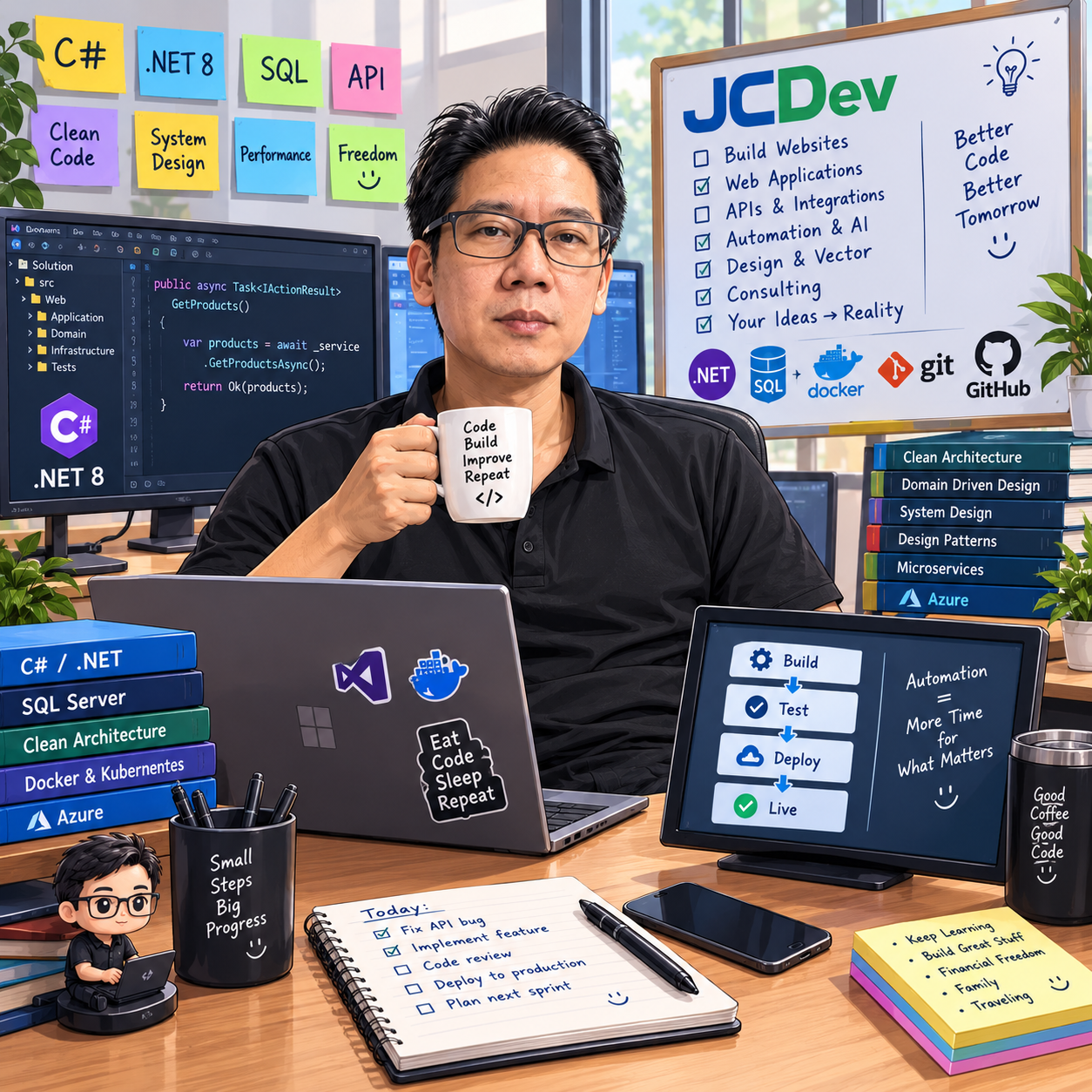 ThanaDev, freelance landing page designer at his studio